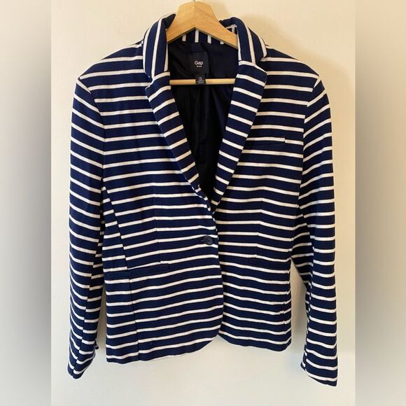 GAP navy & white nautical inspired blazer 100% cotton size 8. - Picture 1 of 7